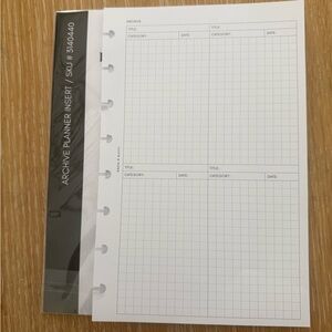 Cloth & Paper Archive Planner Insert with Black and White Design A5